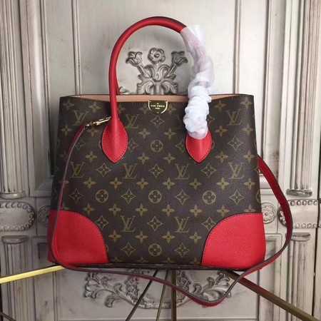 Louis Vuitton Outlet original Leather Monogram Canvas Tote Bag M41597 red