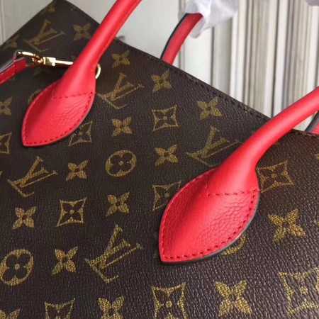 Louis Vuitton Outlet original Leather Monogram Canvas Tote Bag M41597 red