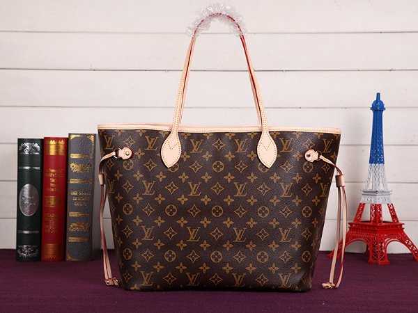 2015 Louis Vuitton Outlet neverfull mm monogram v m41602 rose red