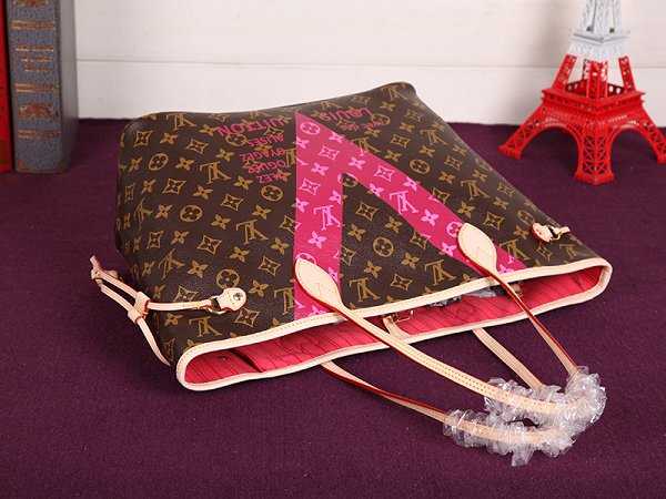 2015 Louis Vuitton Outlet neverfull mm monogram v m41602 rose red