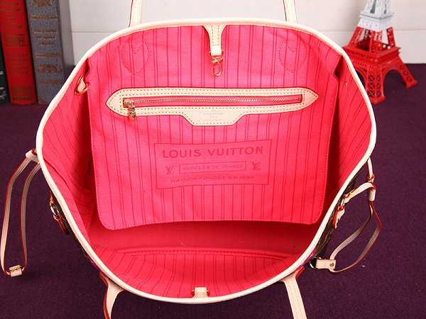 2015 Louis Vuitton Outlet neverfull mm monogram v m41602 rose red