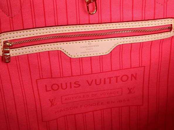 2015 Louis Vuitton Outlet neverfull mm monogram v m41602 rose red