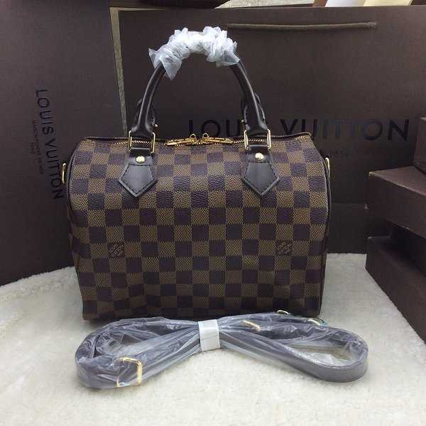 Louis Vuitton Outlet Damier Ebene Speedy 25 with Shoulder Strap N41181