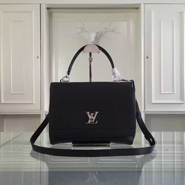 Louis Vuitton Outlet original litchi leather tote bag 50250 black