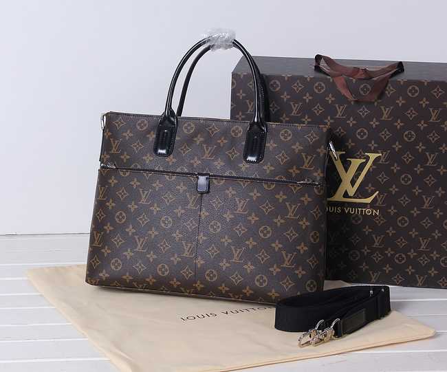 Louis Vuitton Outlet Monogram Canvas Briefcase Calfskin Leather 41546 Brown