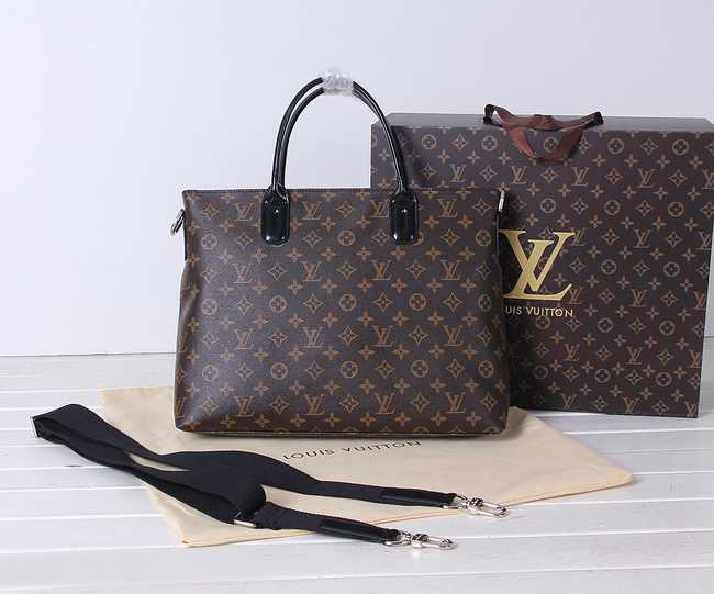 Louis Vuitton Outlet Monogram Canvas Briefcase Calfskin Leather 41546 Brown