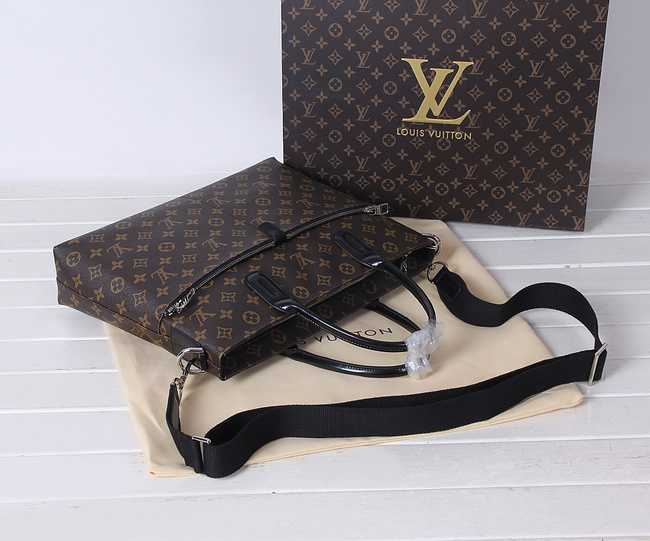 Louis Vuitton Outlet Monogram Canvas Briefcase Calfskin Leather 41546 Brown