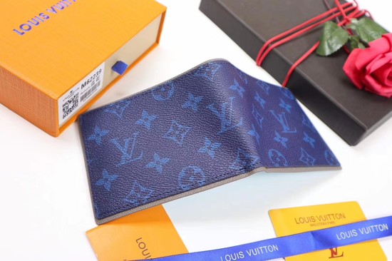 Louis Vuitton Outlet Split Monogram Canvas Wallet M62239 blue