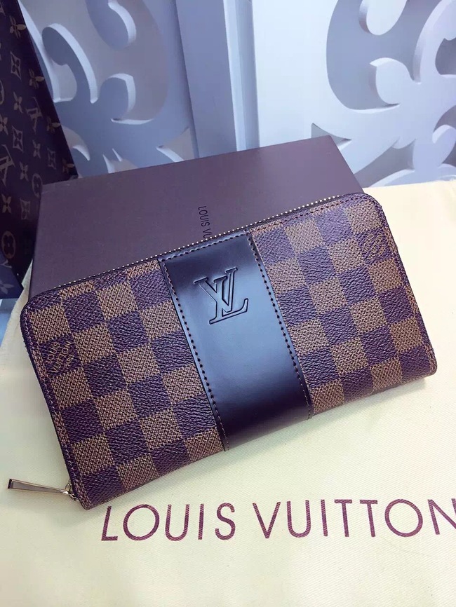 Louis Vuitton Outlet Damier Ebene Canvas Wallet 60018 Coffee