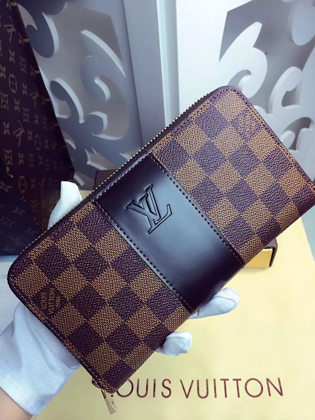 Louis Vuitton Outlet Damier Ebene Canvas Wallet 60018 Coffee