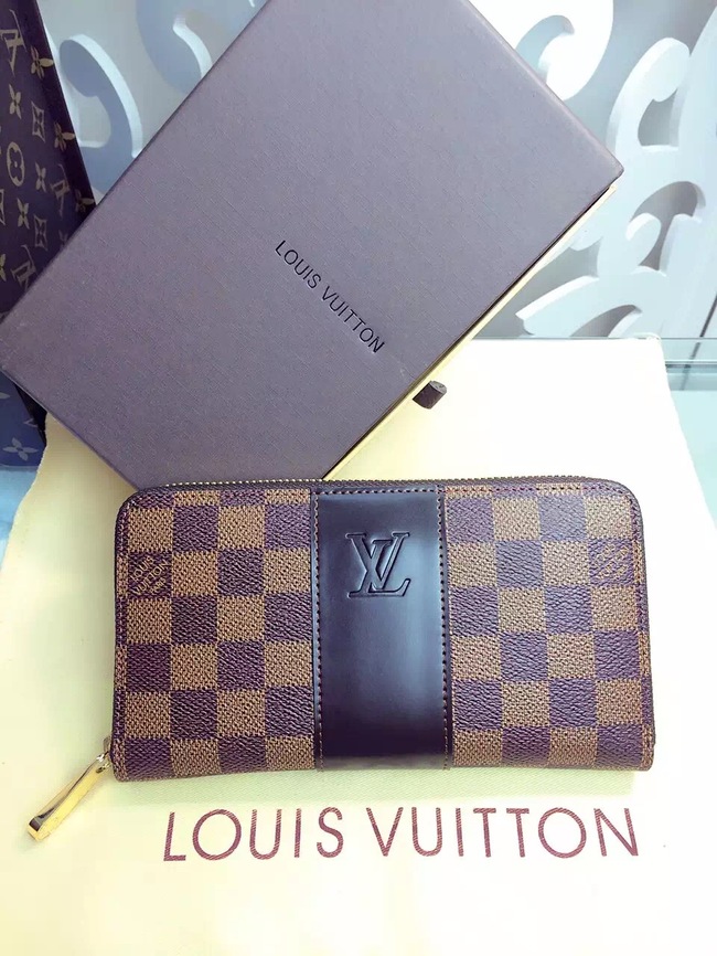 Louis Vuitton Outlet Damier Ebene Canvas Wallet 60018 Coffee