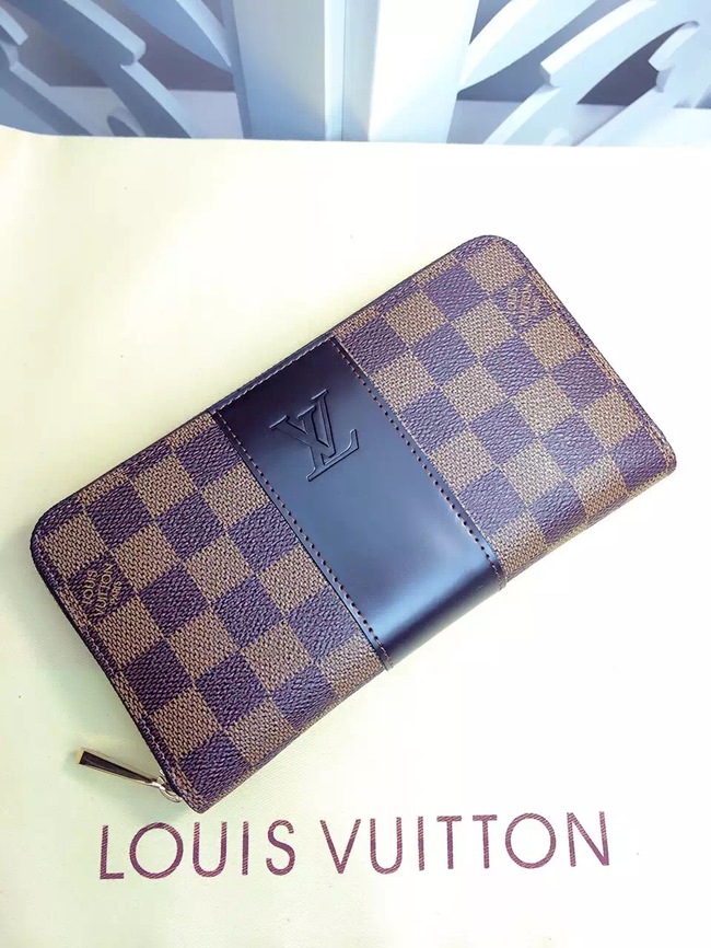 Louis Vuitton Outlet Damier Ebene Canvas Wallet 60018 Coffee