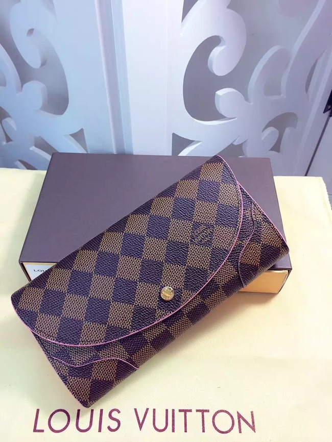 Louis Vuitton Outlet Damier Ebene Canvas Wallet M61221 Coffee&Rose