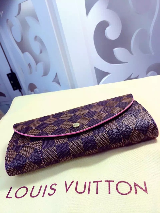 Louis Vuitton Outlet Damier Ebene Canvas Wallet M61221 Coffee&Rose