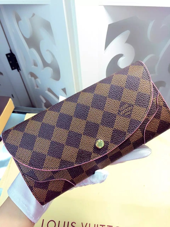 Louis Vuitton Outlet Damier Ebene Canvas Wallet M61221 Coffee&Rose