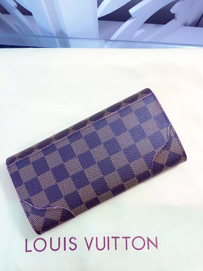 Louis Vuitton Outlet Damier Ebene Canvas Wallet M61221 Coffee&Rose