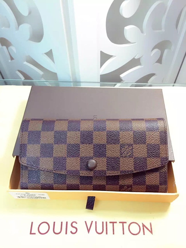 Louis Vuitton Outlet Damier Ebene Canvas Wallet 60136 Coffee