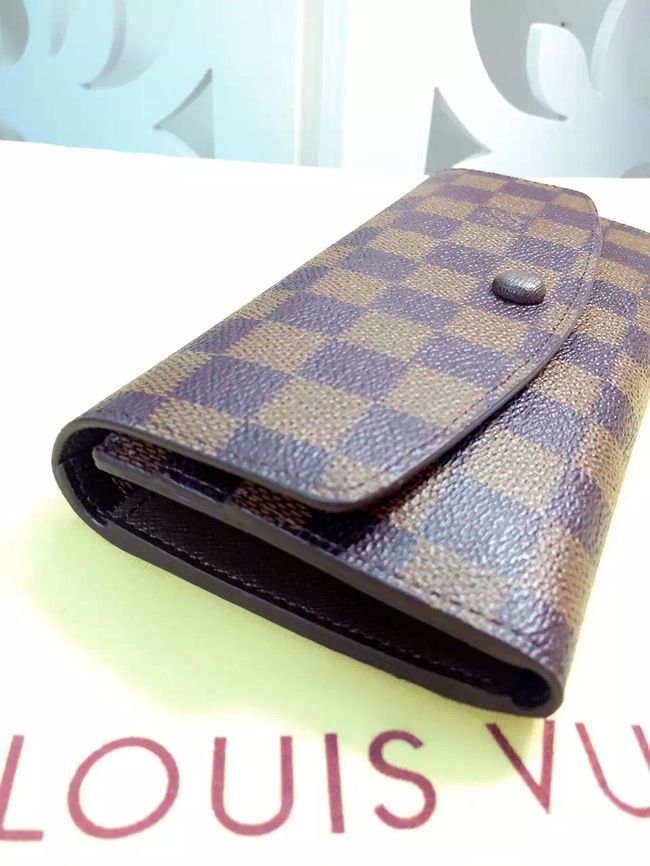 Louis Vuitton Outlet Damier Ebene Canvas Wallet 60136 Coffee