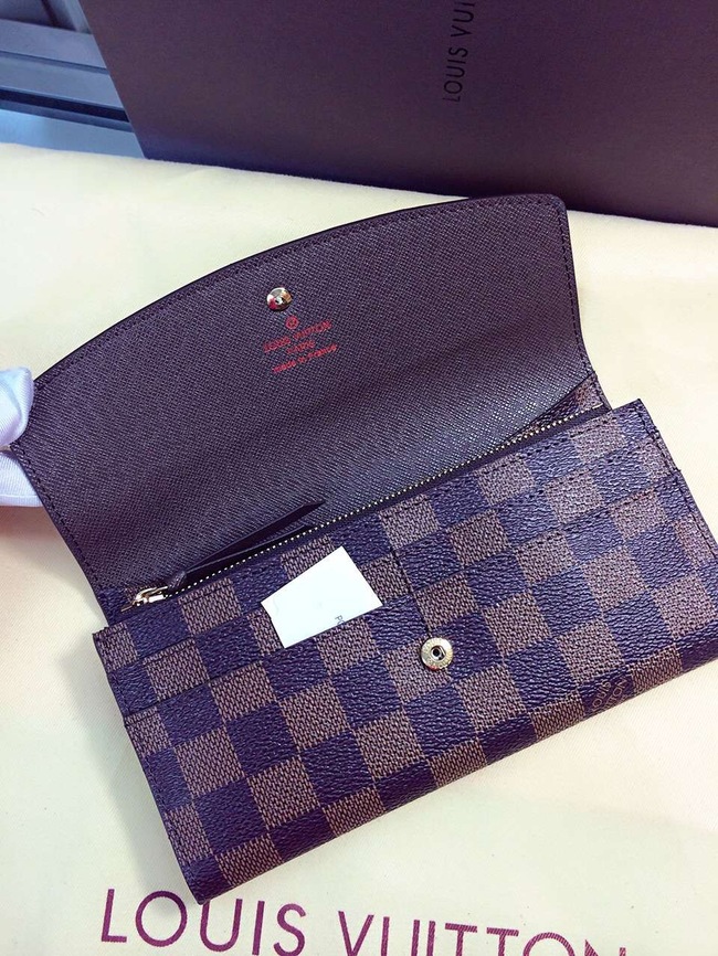 Louis Vuitton Outlet Damier Ebene Canvas Wallet 60136 Coffee