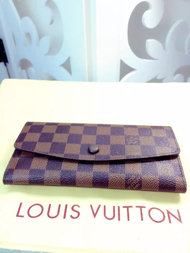 Louis Vuitton Outlet Damier Ebene Canvas Wallet 60136 Coffee