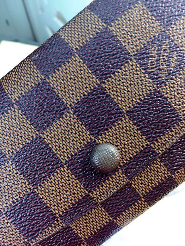 Louis Vuitton Outlet Damier Ebene Canvas Wallet 60136 Coffee