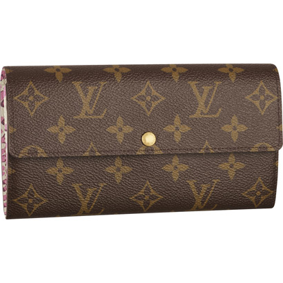 Louis Vuitton Outlet M60105 Monogram Canvas Sarah Wallet Leopard Blanc Corail