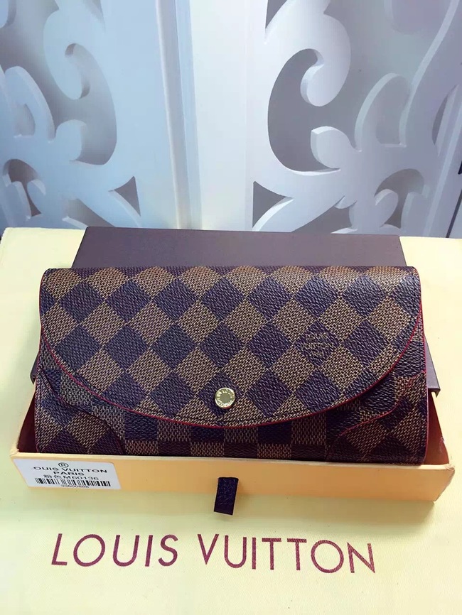 Louis Vuitton Outlet Damier Ebene Canvas Wallet M61221 Coffee&Red