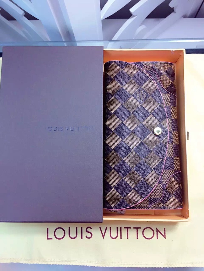 Louis Vuitton Outlet Damier Ebene Canvas Wallet M61221 Coffee&Red