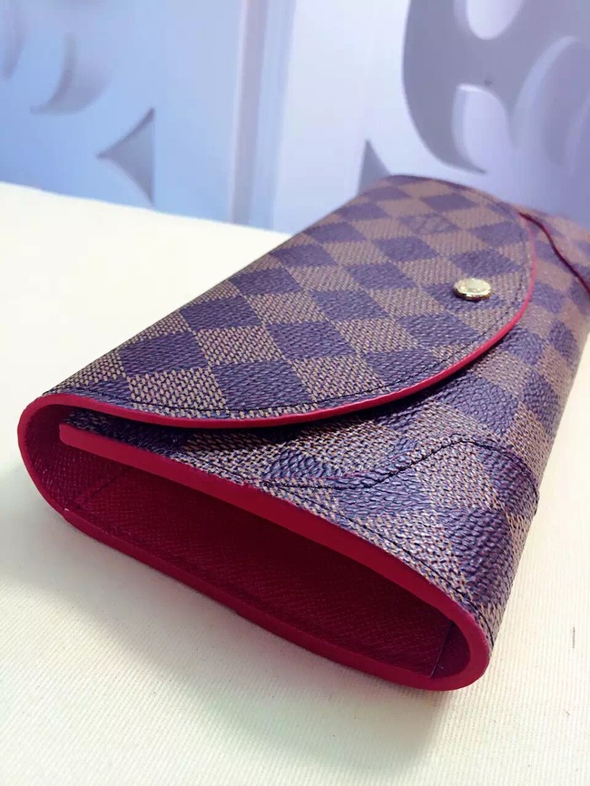 Louis Vuitton Outlet Damier Ebene Canvas Wallet M61221 Coffee&Red