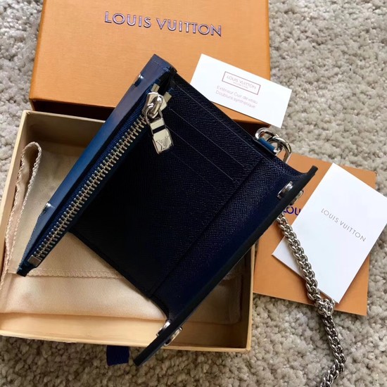 Louis Vuitton Outlet RIVETS CHAIN Wallet 63518 blue