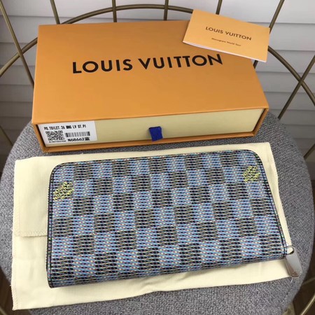 Louis Vuitton Outlet M68621 Zippy Wallet Damier Canvas Pop Blue