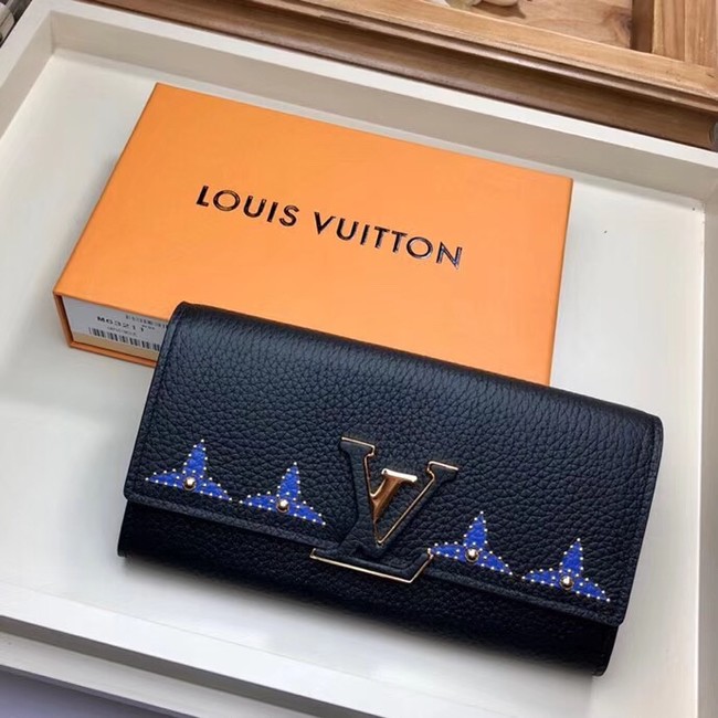 Louis Vuitton Outlet original CAPUCINES WALLET M63211 blue