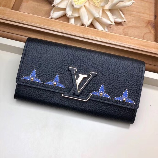 Louis Vuitton Outlet original CAPUCINES WALLET M63211 blue