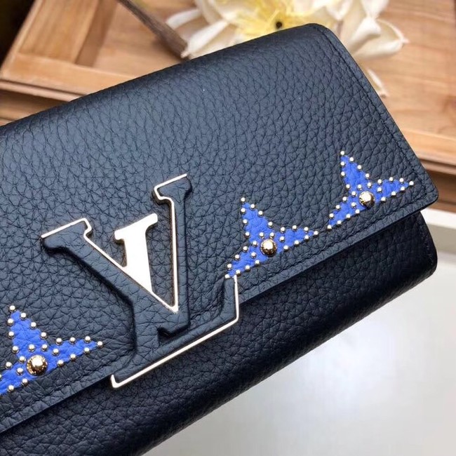 Louis Vuitton Outlet original CAPUCINES WALLET M63211 blue