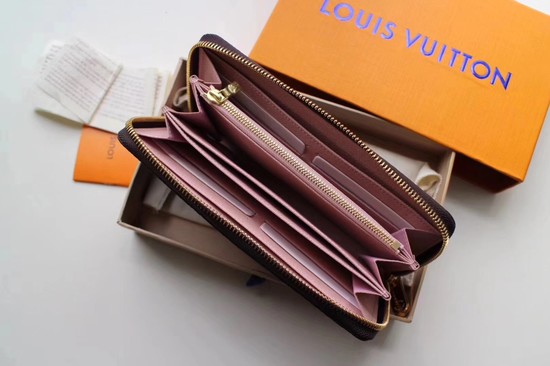 Louis Vuitton Outlet Damier Ebene Canvas Zippy Wallet 63503 pink