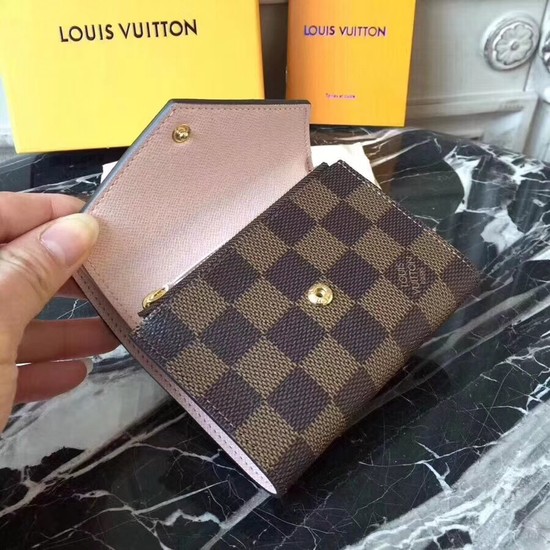 Louis Vuitton Outlet Damier Ebene Canvas VICTORINE WALLET N61700 pink