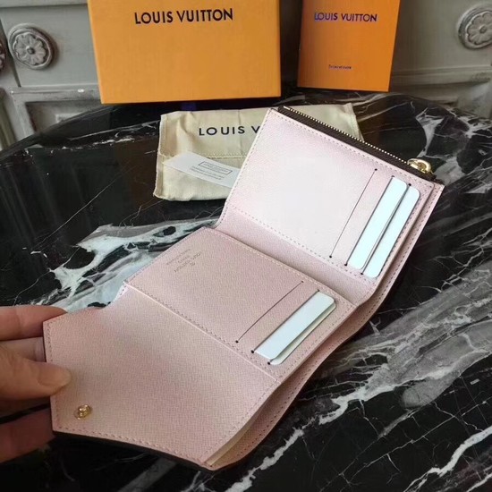 Louis Vuitton Outlet Damier Ebene Canvas VICTORINE WALLET N61700 pink