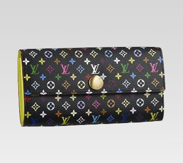 Louis Vuitton Outlet handbag monogram multicolore black sarah wallet 61734(pistache lining)