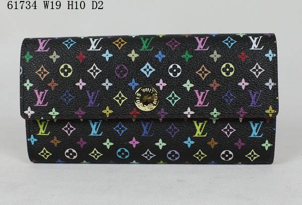 Louis Vuitton Outlet handbag monogram multicolore black sarah wallet 61734(pistache lining)