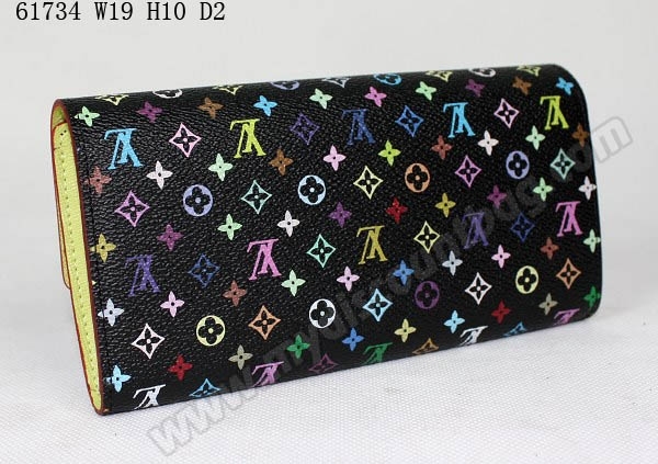 Louis Vuitton Outlet handbag monogram multicolore black sarah wallet 61734(pistache lining)