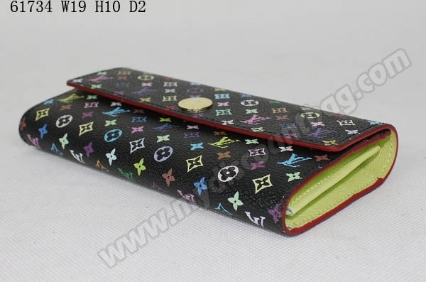 Louis Vuitton Outlet handbag monogram multicolore black sarah wallet 61734(pistache lining)