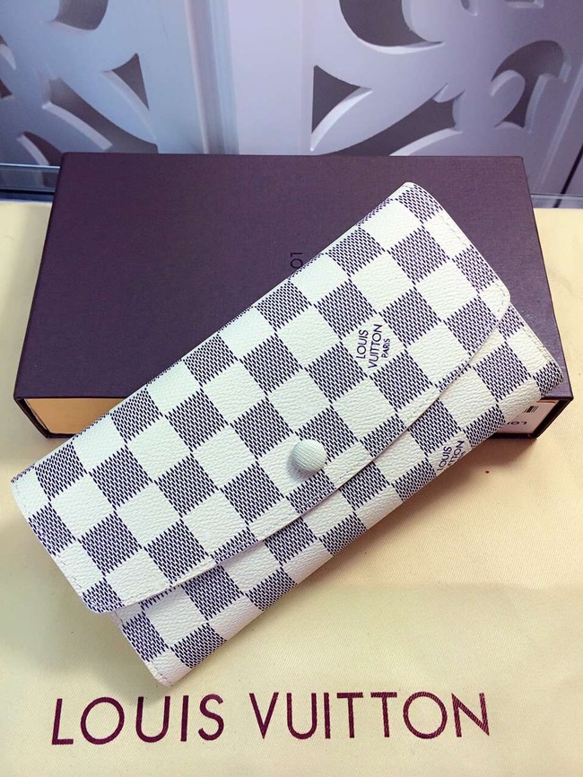 Louis Vuitton Outlet Damier Ebene Canvas Wallet 60136 White