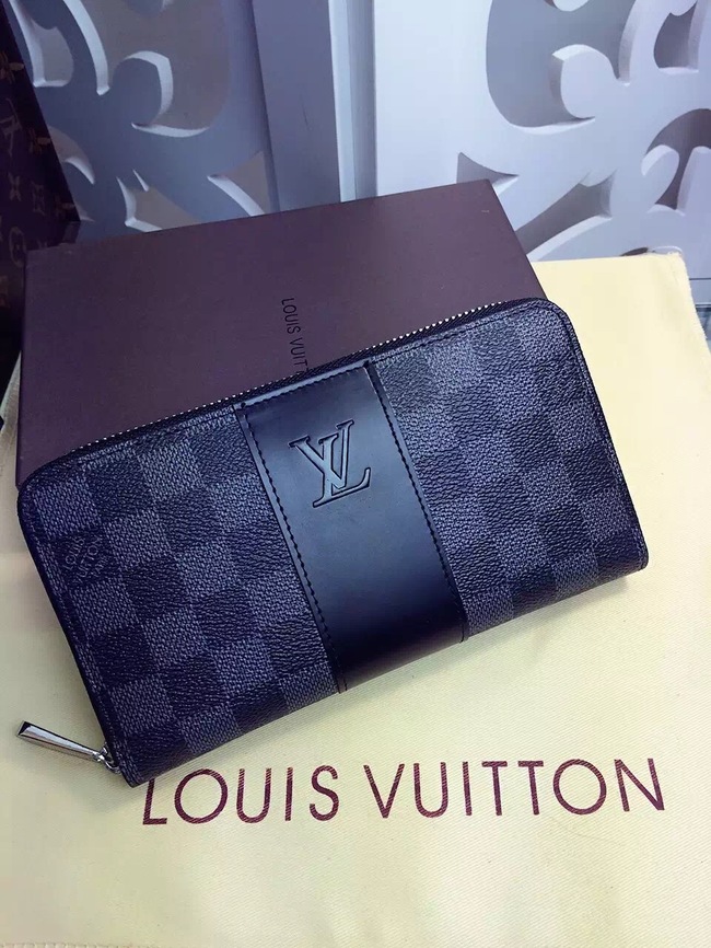 Louis Vuitton Outlet Damier Ebene Canvas Wallet 60018 Black